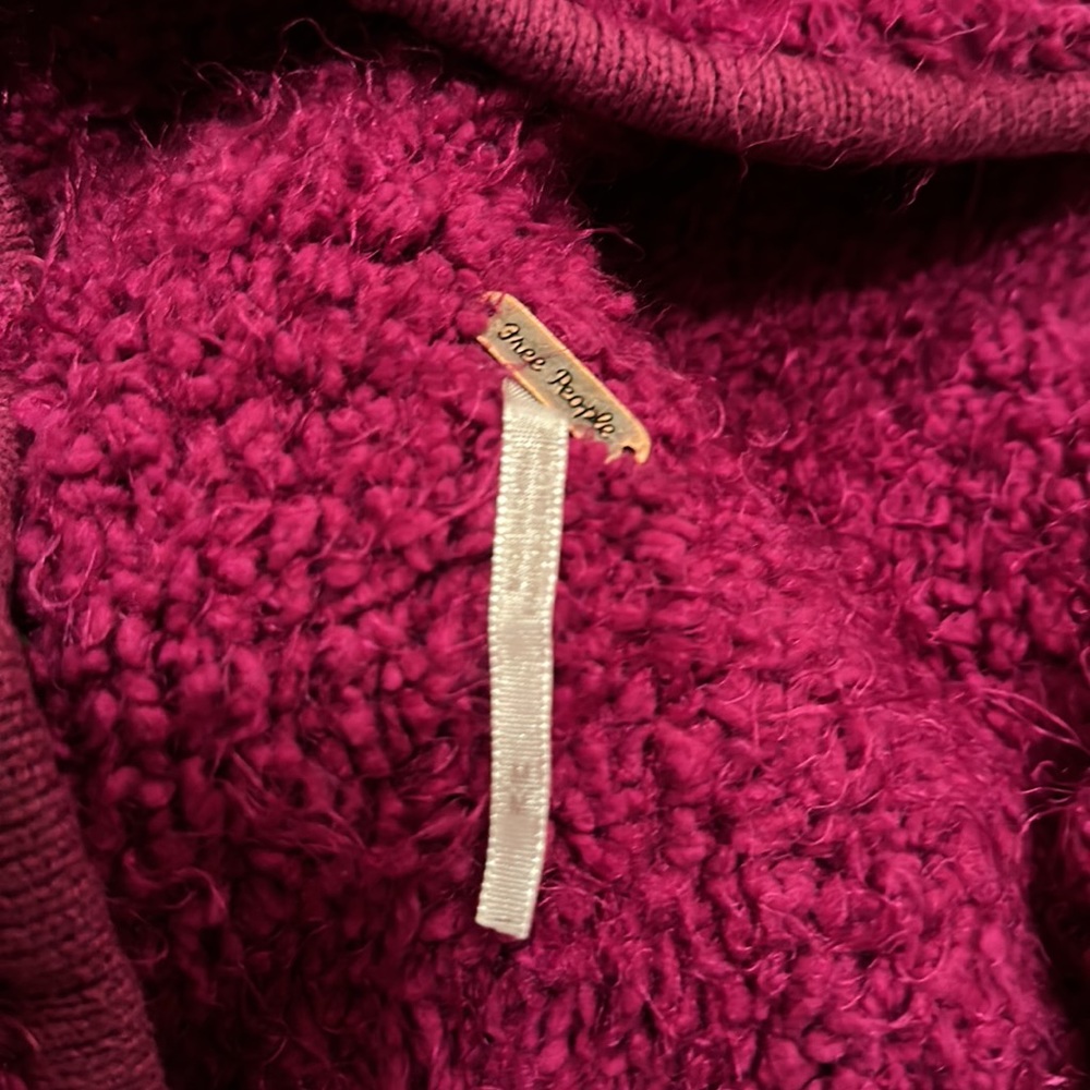 Free People Fuzzy Plum Sweater Hoodie - Med